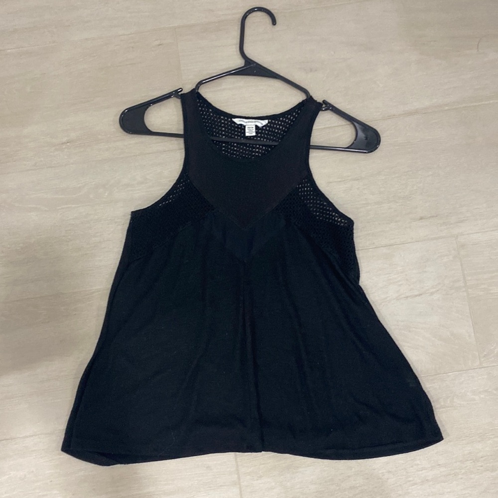 High neck, sheer neckline tank